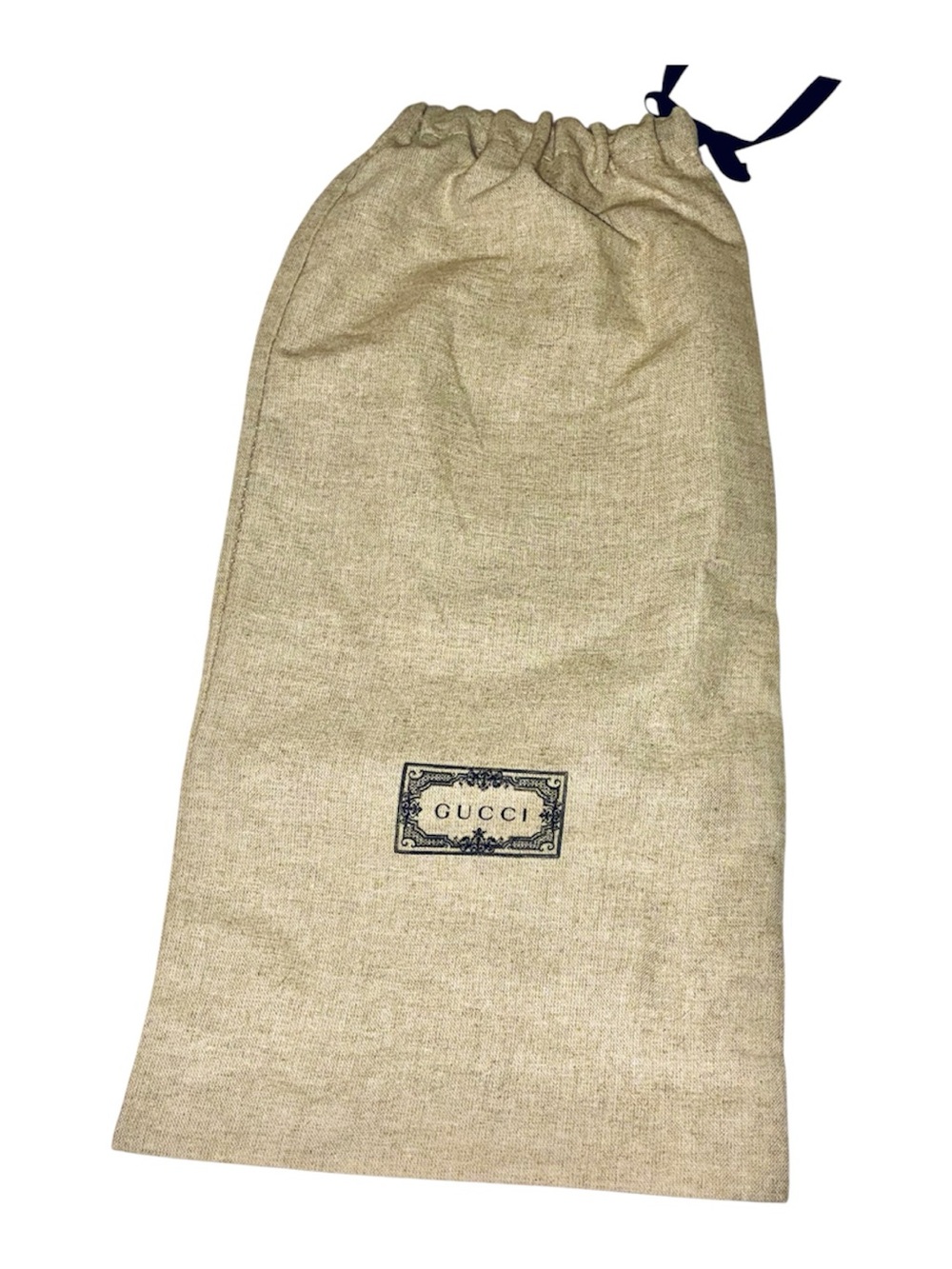 GUCCI Dust Cover Satchel Tan Soft Cotton with Black Drawstring and LOGO